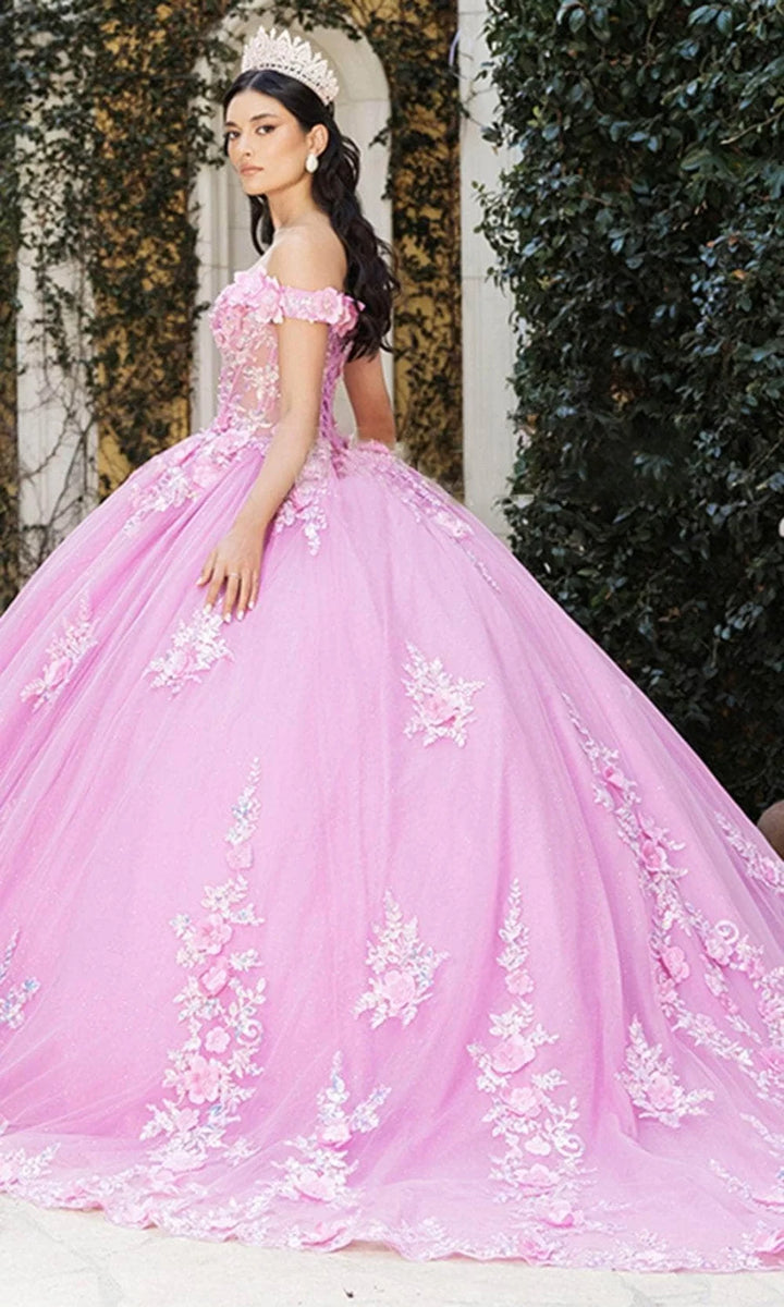 3D Floral Off Shoulder Ball Gown by May Queen LK262