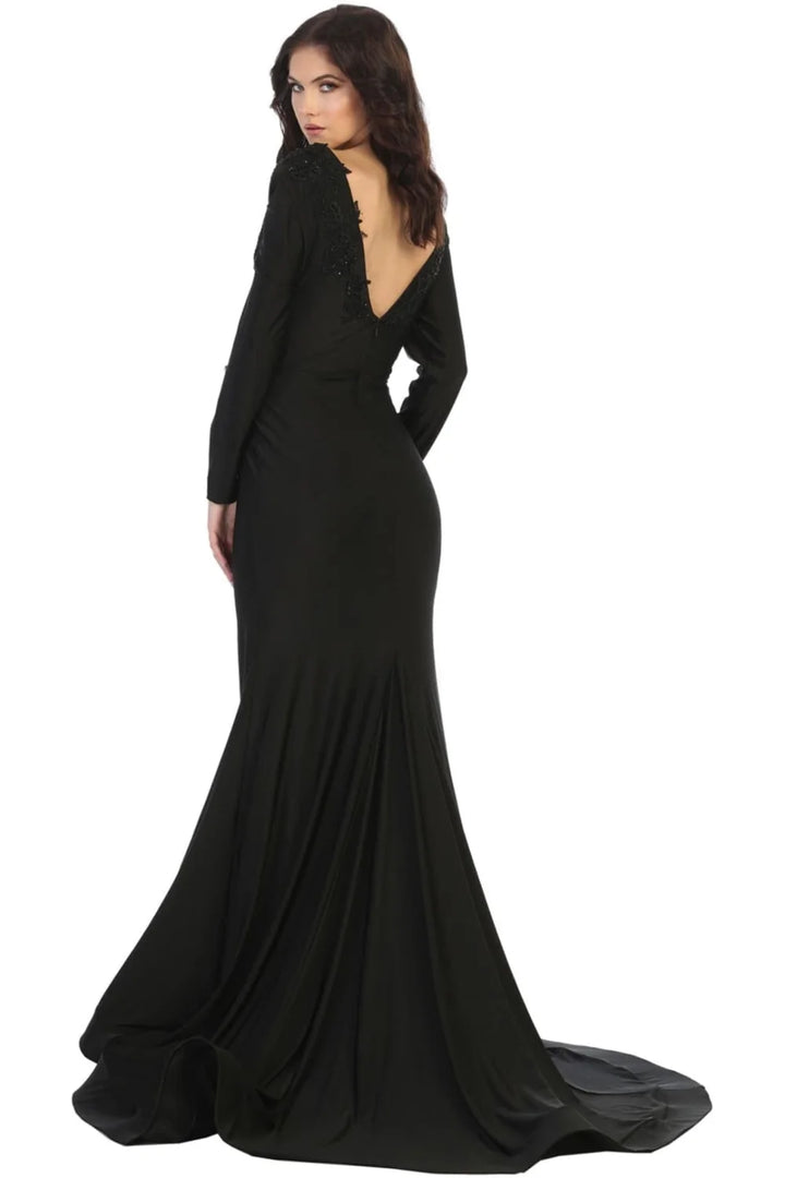Applique Long Sleeve Mermaid Dress by May Queen MQ1772