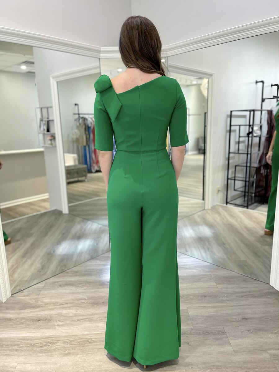 Crepe Mid-Sleeve Bow Jumpsuit by Jovani 04284