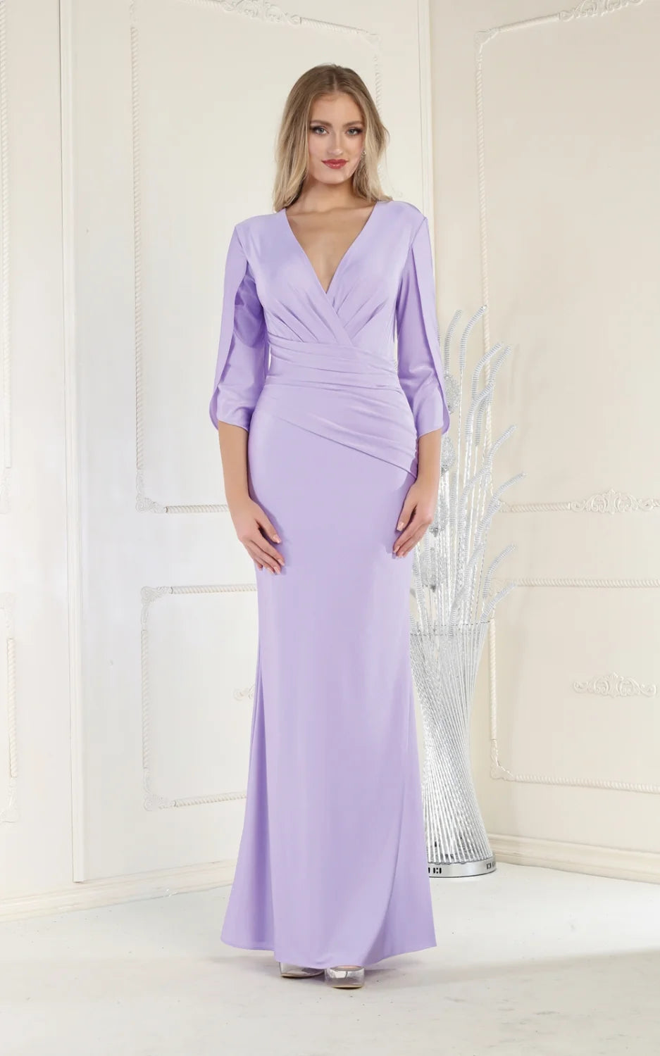 Fitted Tulip 3/4 Sleeve Gown by May Queen MQ1831