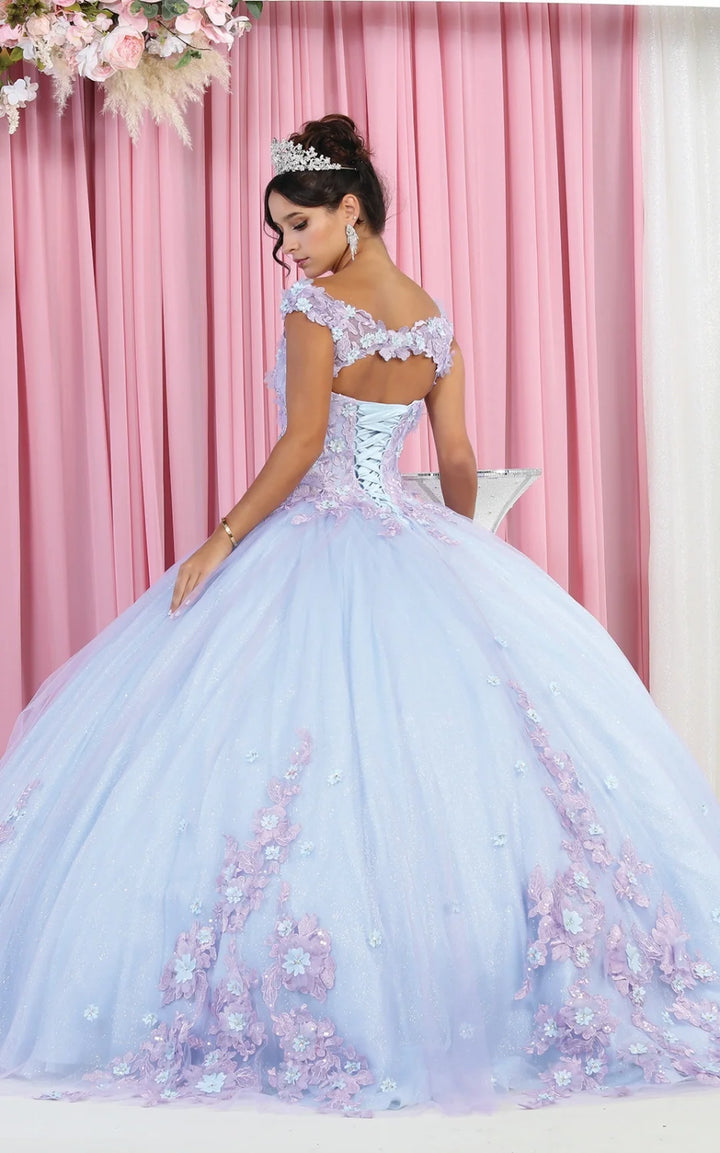 3D Floral Off Shoulder Ball Gown by May Queen LK160