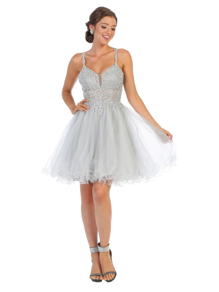 Short Sleeveless Ruffled Dress by May Queen MQ1693