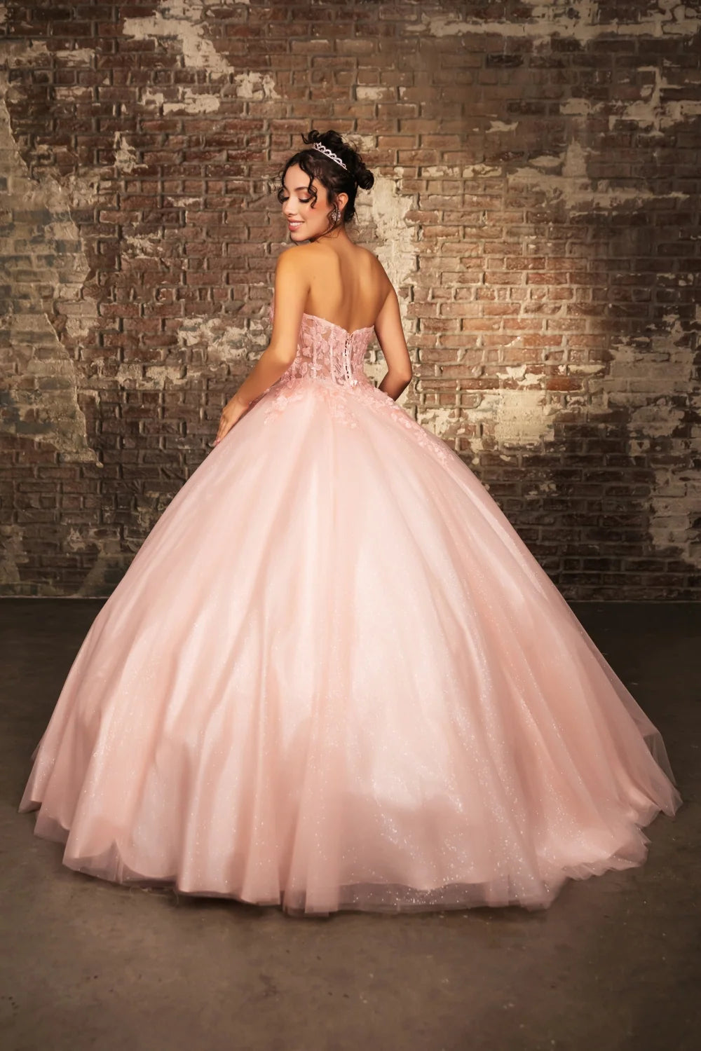 Applique Strapless Ball Gown by May Queen LK243