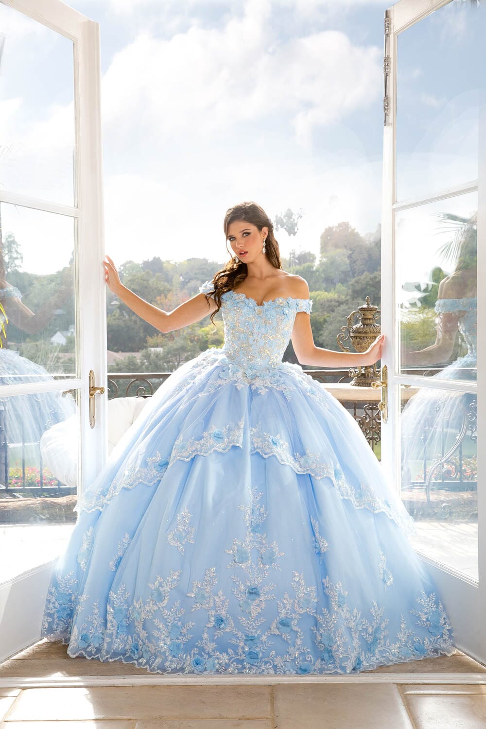 Embellished Off Shoulder Ball Gown by Petite Adele PQ1008