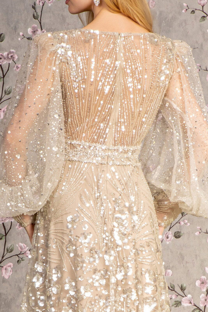 Embellished Puff Sleeve A-line Gown by GLS Gloria GL3497