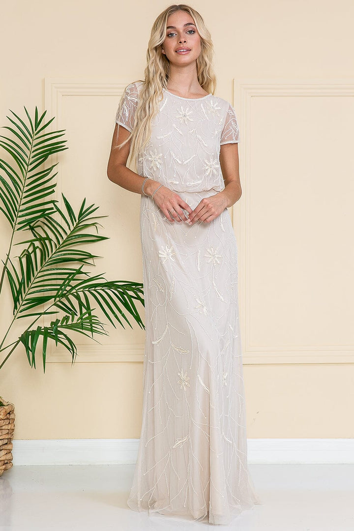 Embellished Short Sleeve Gown by Amelia Couture IN004