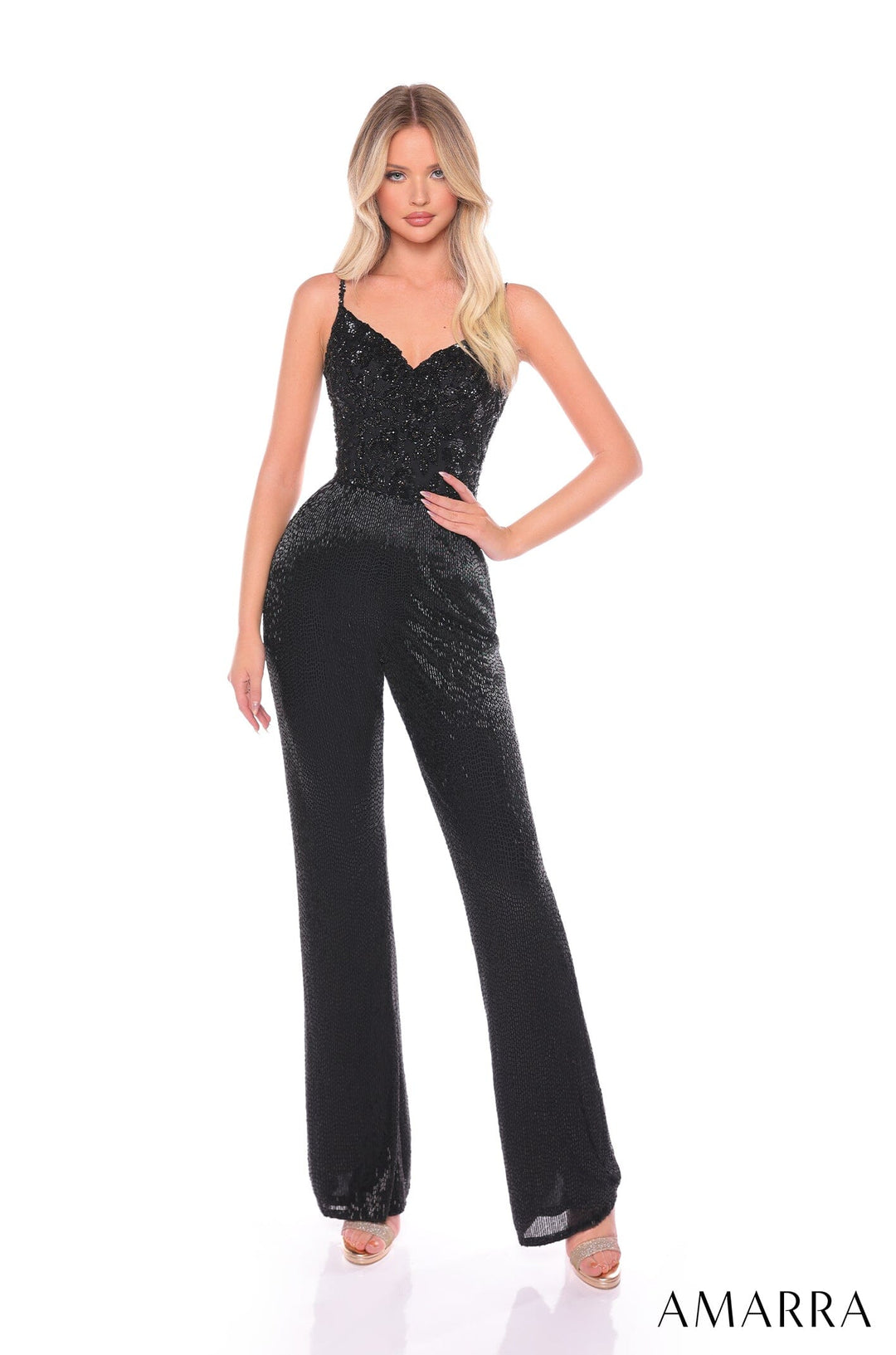 Embellished Sleeveless Jumpsuit by Amarra 88135