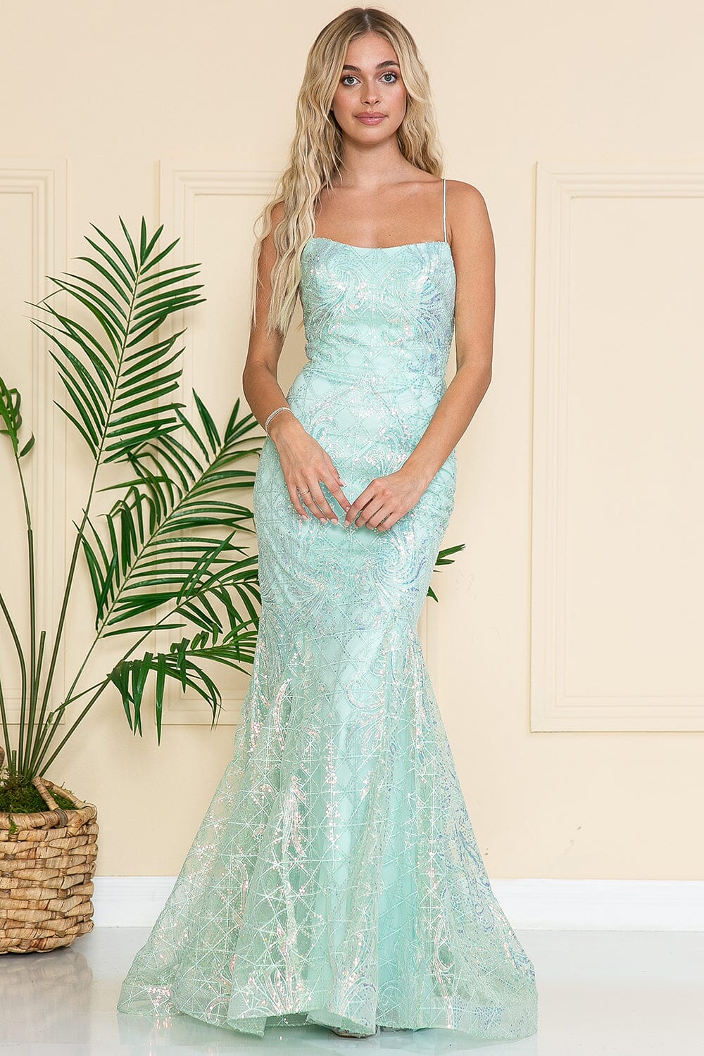 Embellished Sleeveless Mermaid Dress by Amelia Couture 6116