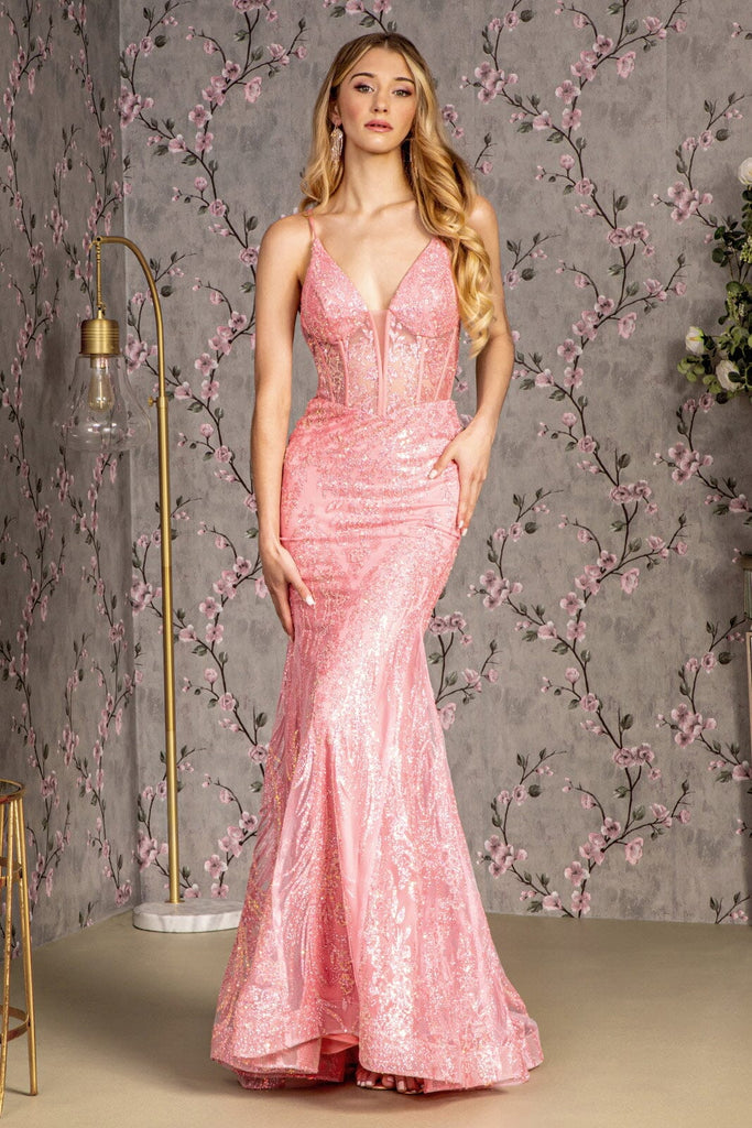 Embellished Sleeveless Mermaid Dress by GLS Gloria GL3201 S / Coral