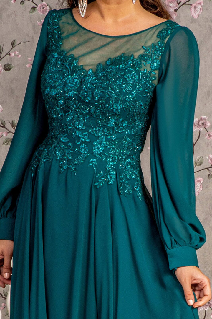 Embroidered Long Sleeve A-line Gown by GLS Gloria GL3363