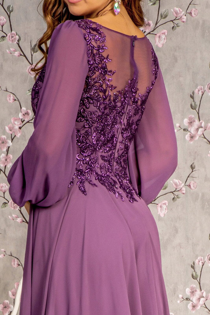 Embroidered Long Sleeve A-line Gown by GLS Gloria GL3363