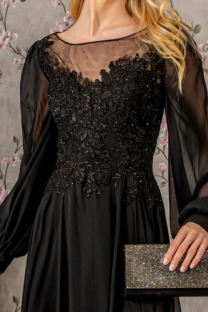 Embroidered Long Sleeve A-line Gown by GLS Gloria GL3363