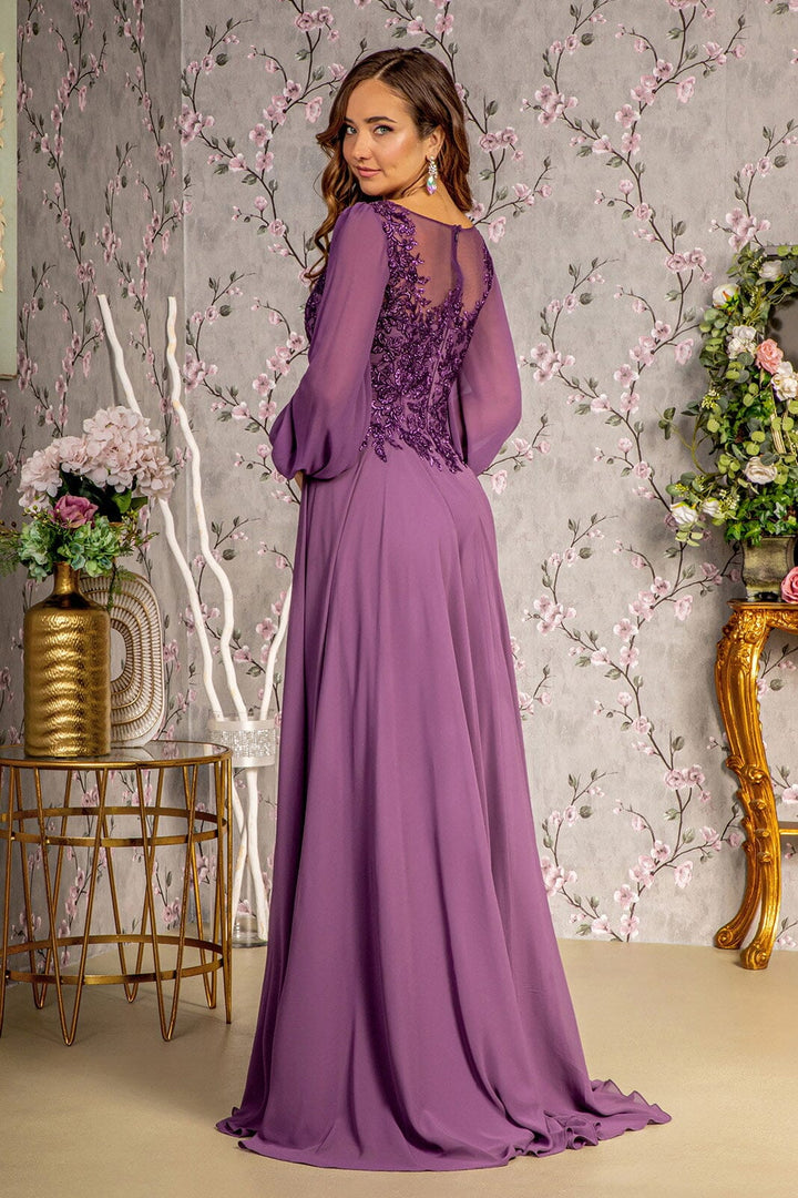 Embroidered Long Sleeve A-line Gown by GLS Gloria GL3363