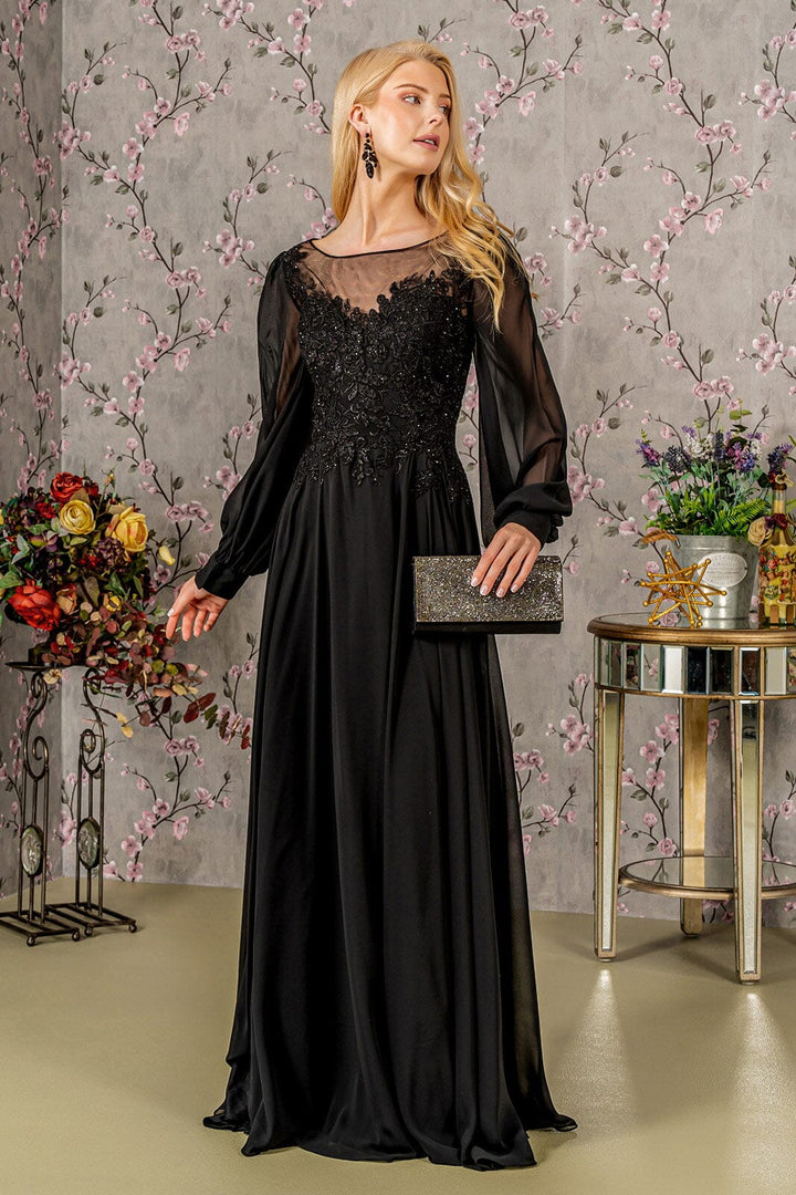 Embroidered Long Sleeve A-line Gown by GLS Gloria GL3363