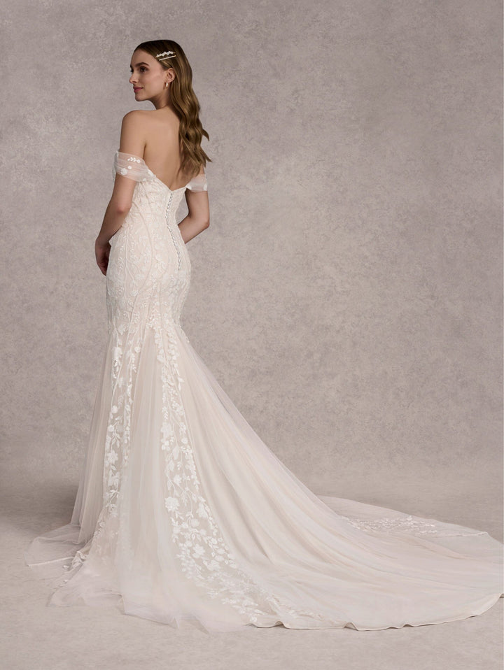 Embroidered Off Shoulder Bridal Gown by Adrianna Papell 31267