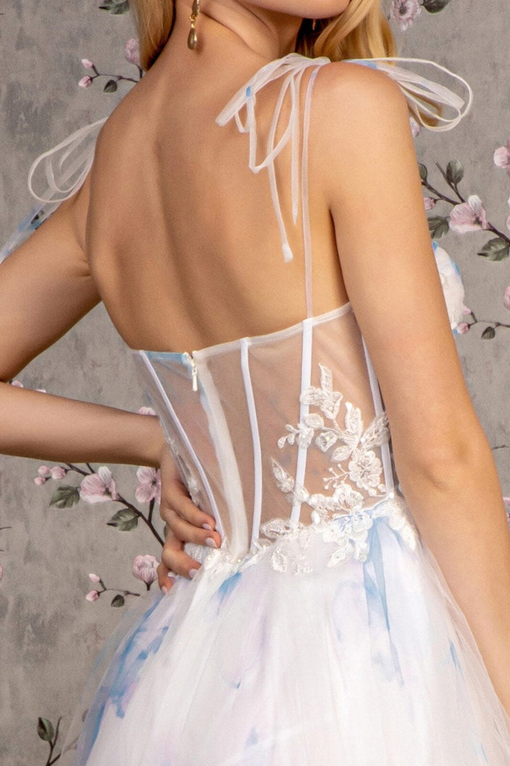 Embroidered Sheer Corset Tiered Gown by GLS Gloria GL3208