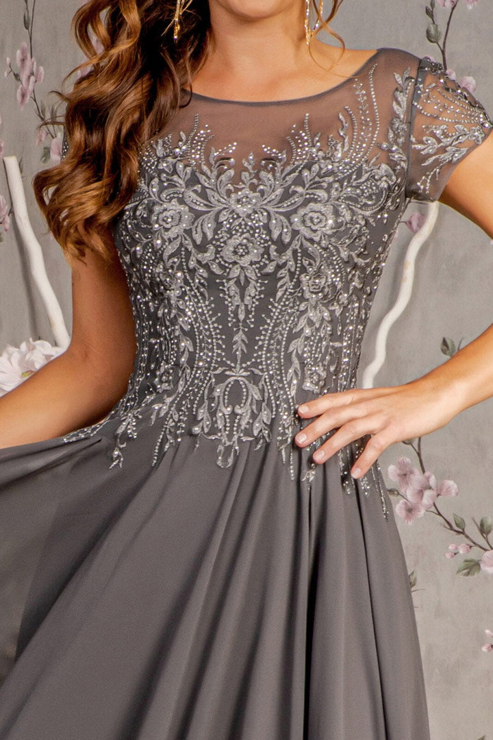 Embroidered Short Sleeve A-line Gown by GLS Gloria GL3362