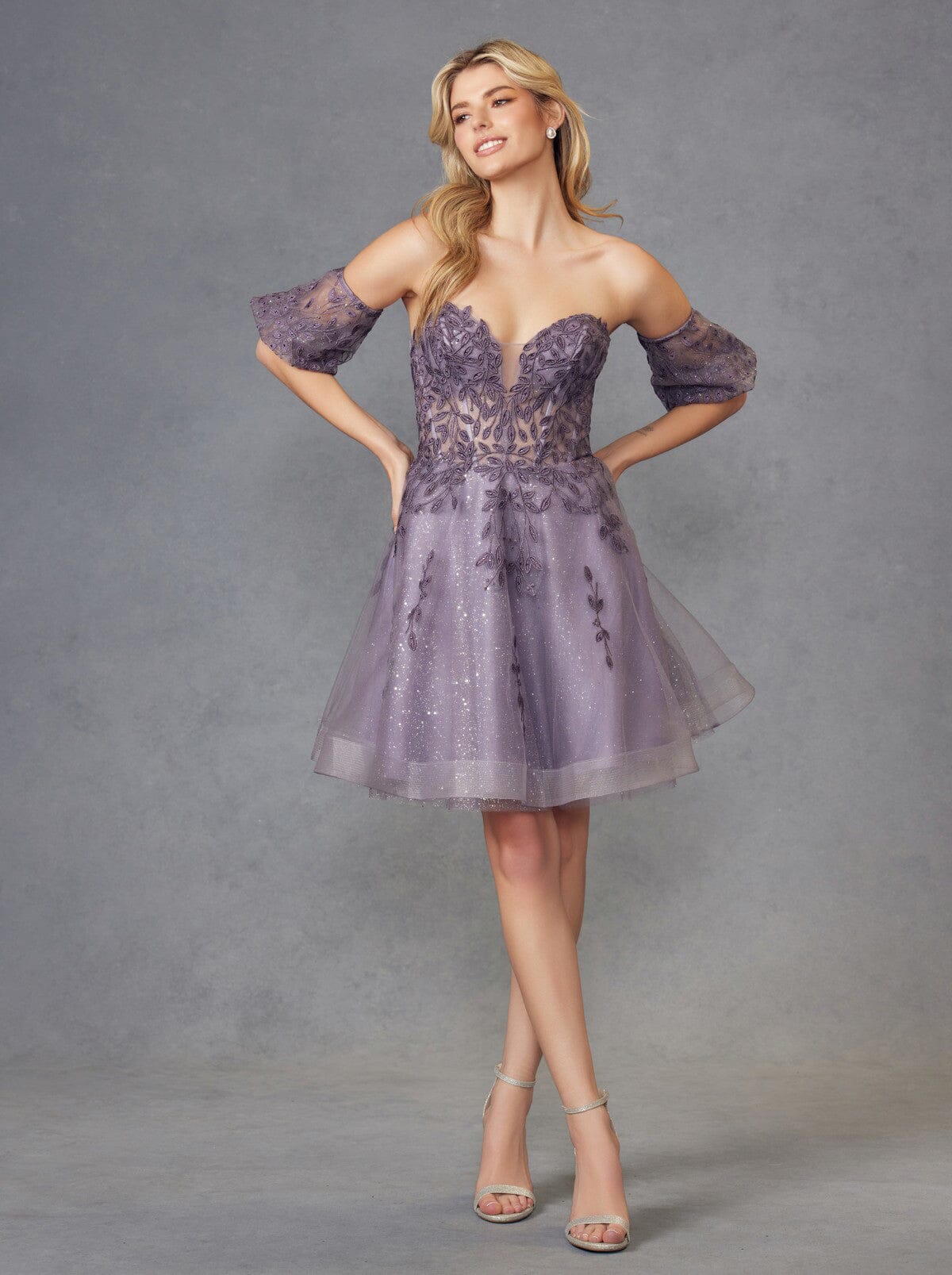 Embroidered Short Sweetheart Tulle Dress by Juliet 909 – ABC