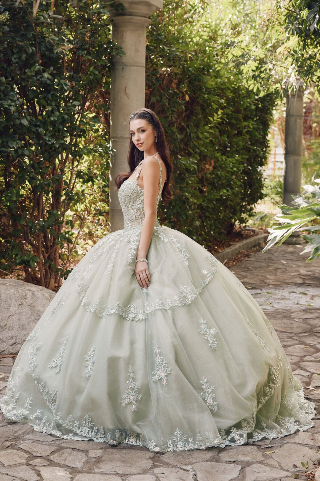 Embroidered Sleeveless Corset Ball Gown by Juliet JT1450J