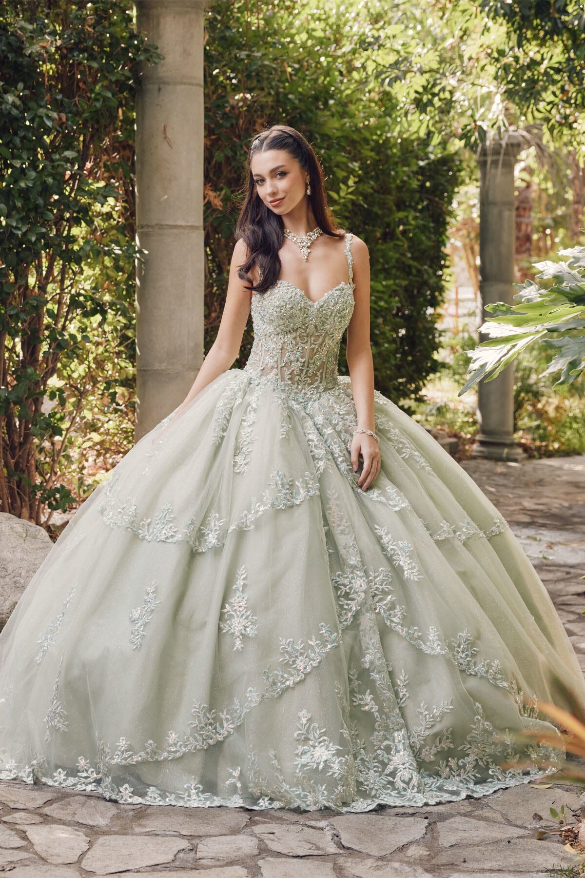 Ballsey ジレ Embroidered Sleeveless Corset Ball Gown by Juliet JT1450J