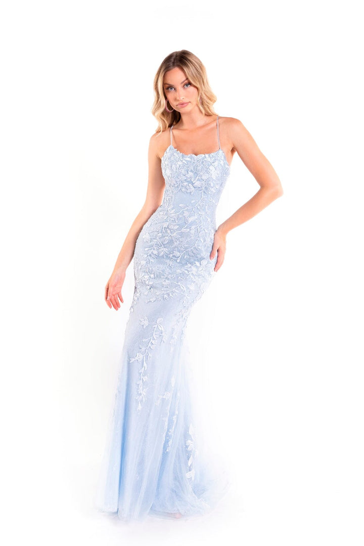 Embroidered Sleeveless Tulle Gown by Abby Paris 90171