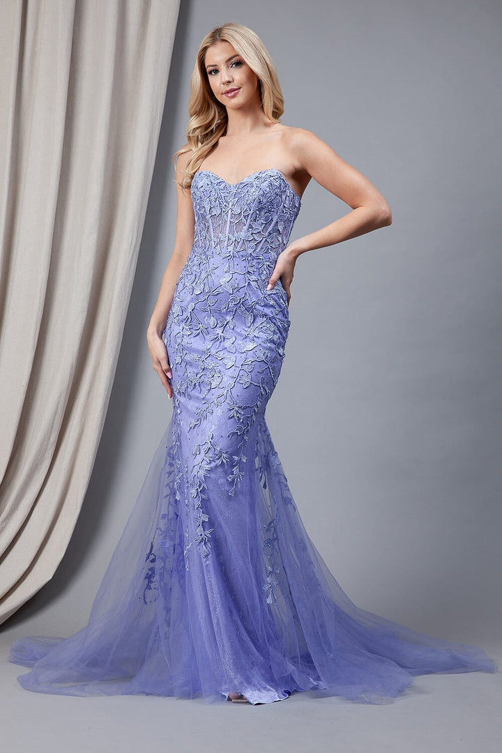 Embroidered Strapless Mermaid Dress by Amelia Couture 7024