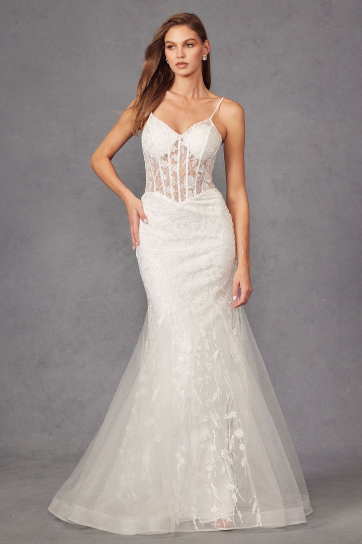 Embroidered V-Neck Bridal Mermaid Dress by Juliet JT2441SW