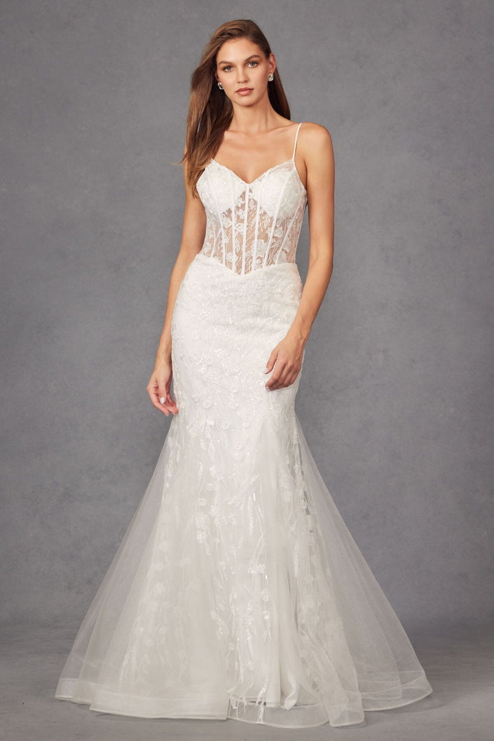 Embroidered V-Neck Bridal Mermaid Dress by Juliet JT2441SW