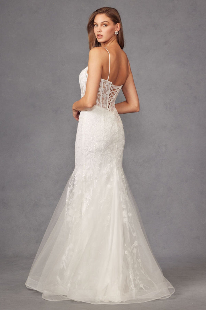 Embroidered V-Neck Bridal Mermaid Dress by Juliet JT2441SW