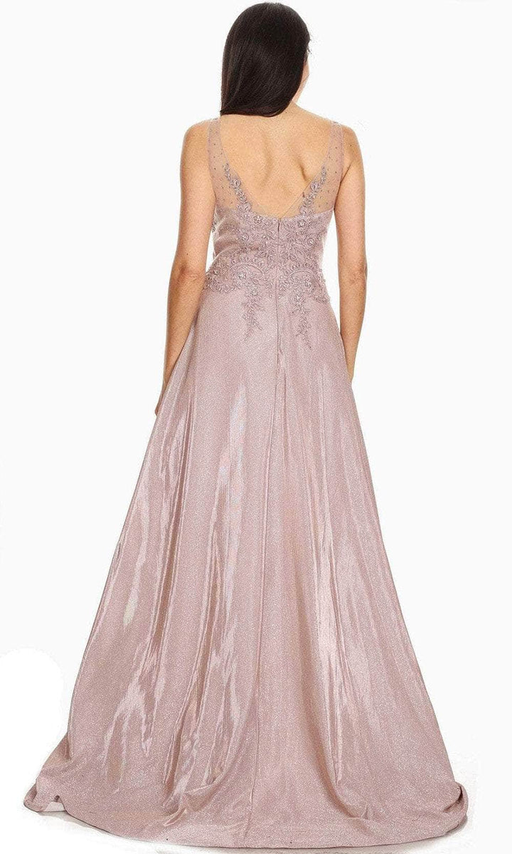 Applique Metallic Sleeveless A-line Gown by Eureka 9606