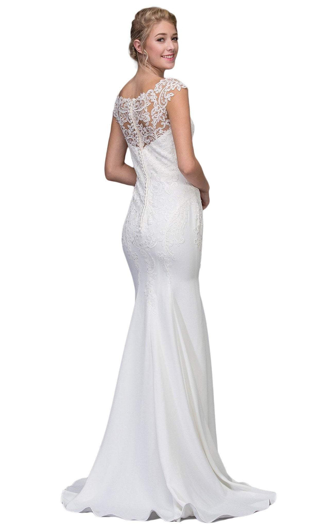 Lace Crepe Cap Sleeve Bridal Dress by Eureka 6510