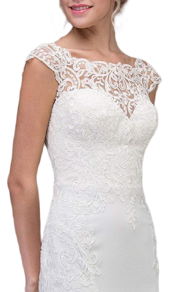 Lace Crepe Cap Sleeve Bridal Dress by Eureka 6510