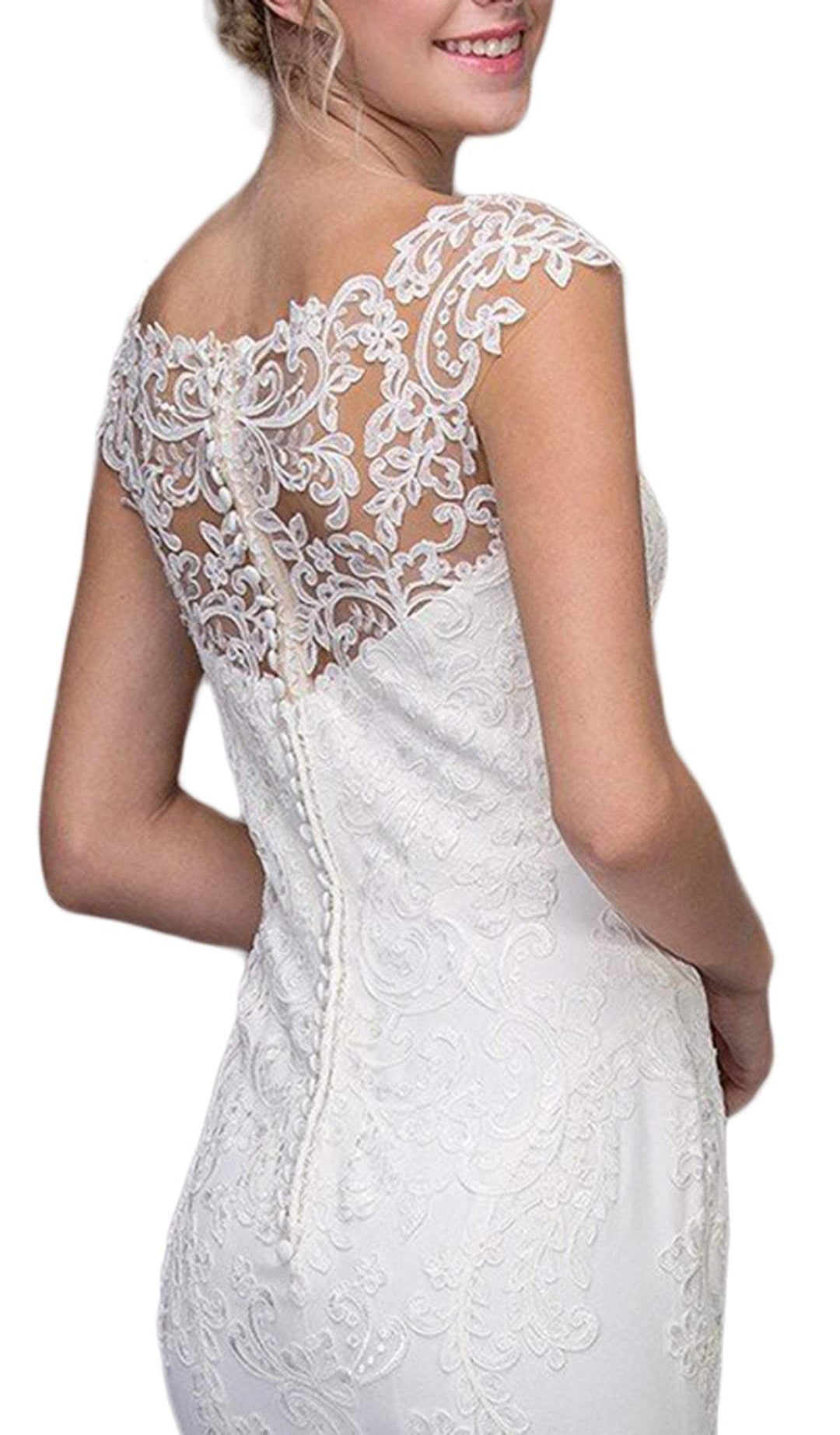 Lace Crepe Cap Sleeve Bridal Dress by Eureka 6510