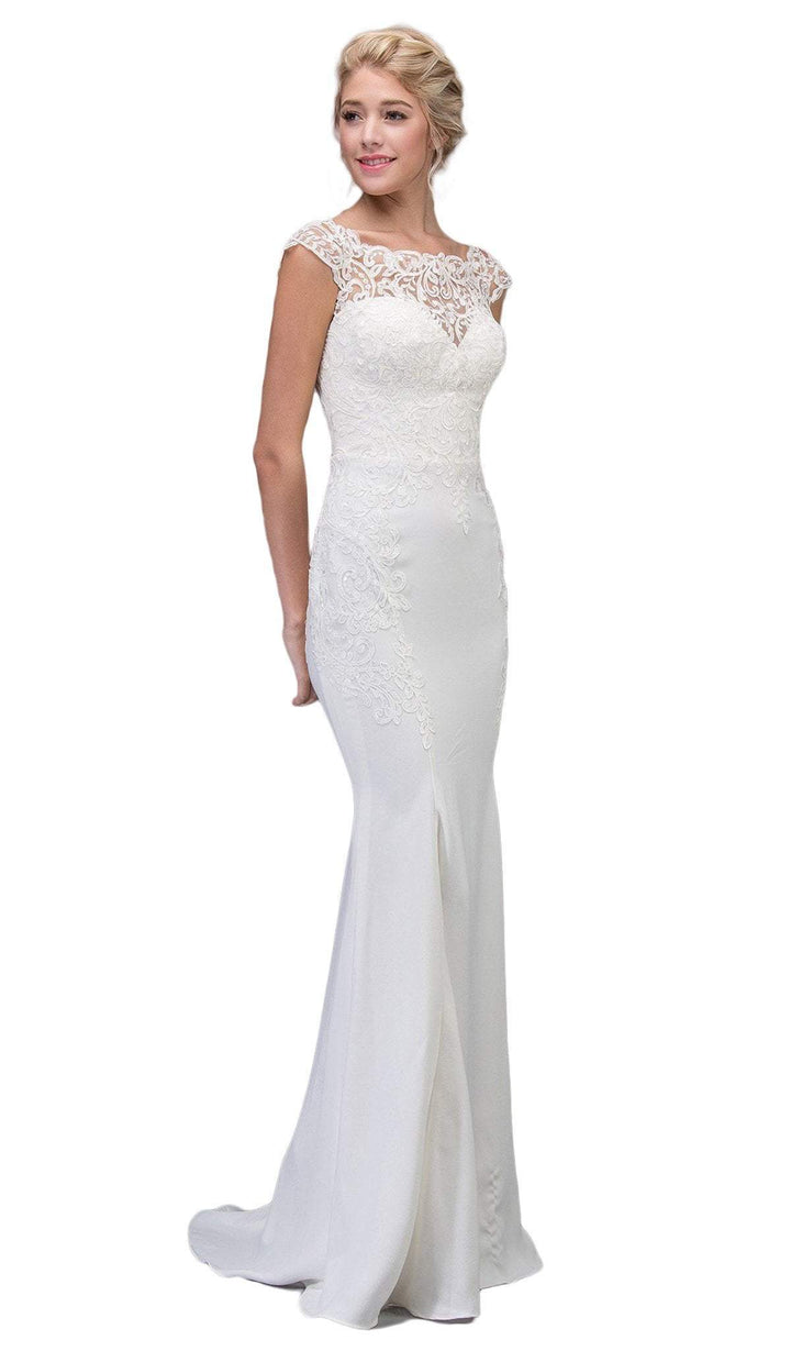 Lace Crepe Cap Sleeve Bridal Dress by Eureka 6510