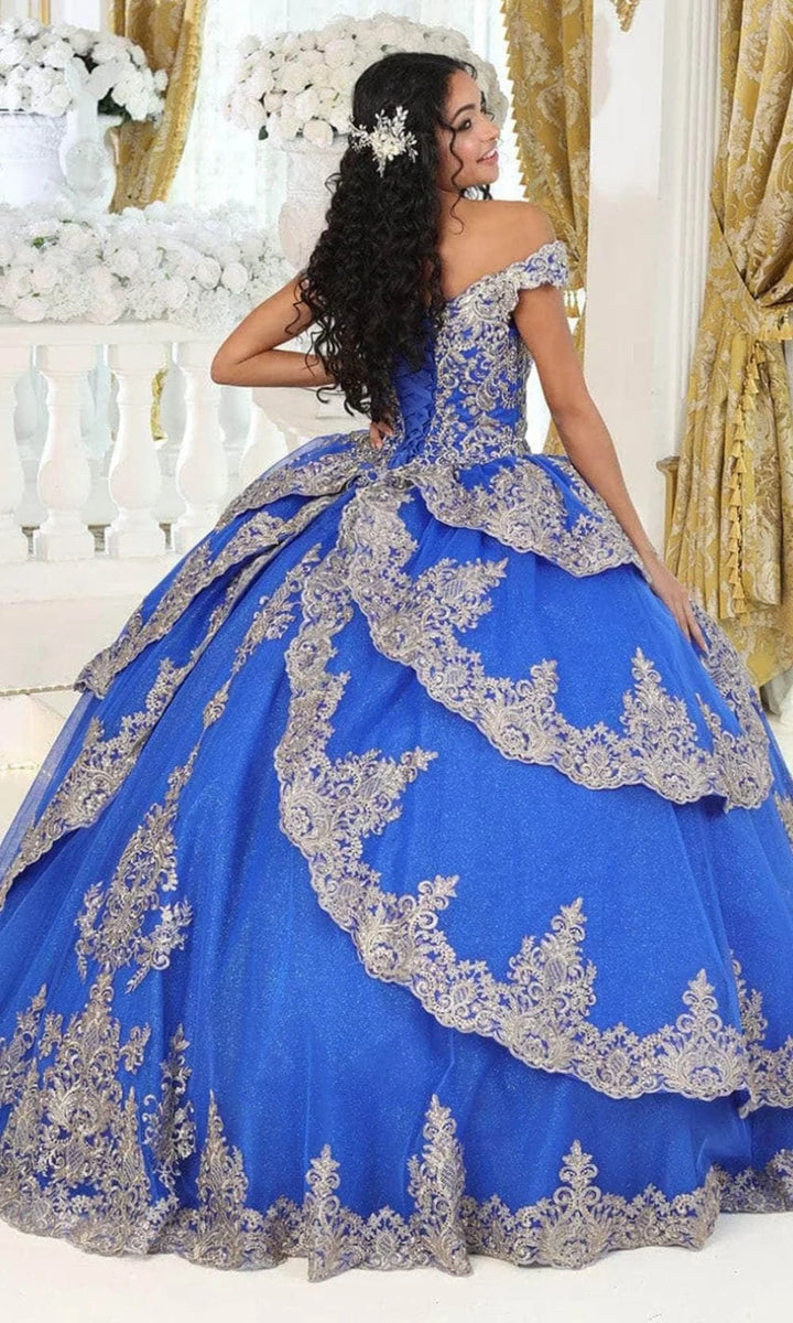 Off Shoulder Layered Ball Gown by May Queen LK234