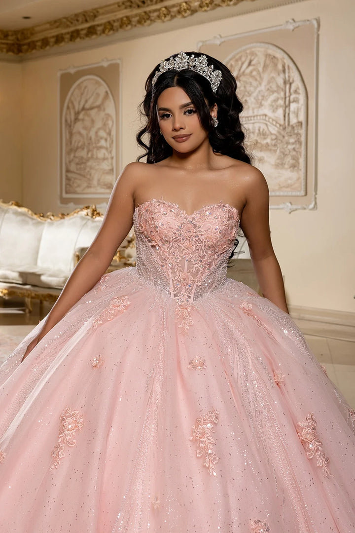 Applique Strapless Ball Gown by May Queen LK288