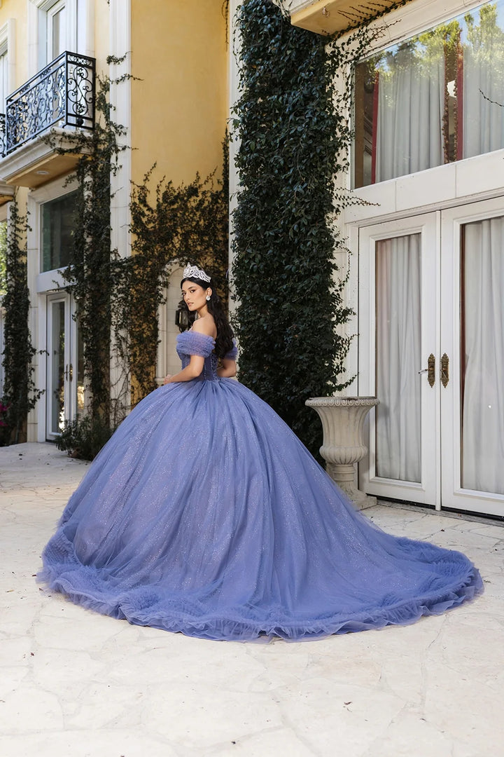 Off Shoulder Ruffled Ball Gown by May Queen LK266