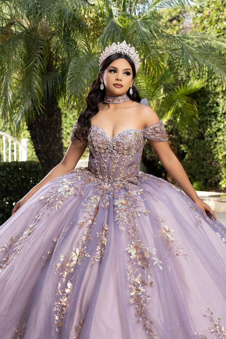 Off Shoulder Cape Ball Gown by May Queen LK292