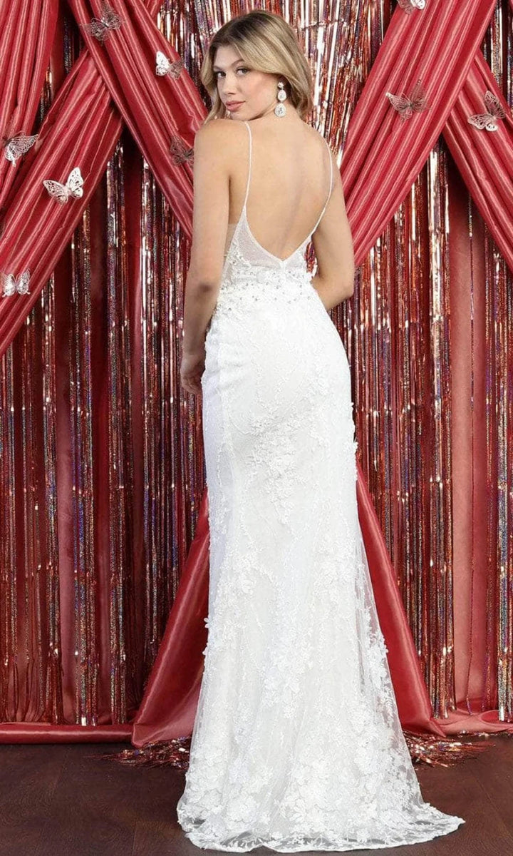 3D Floral Fitted V-Neck Gown by May Queen RQ7932