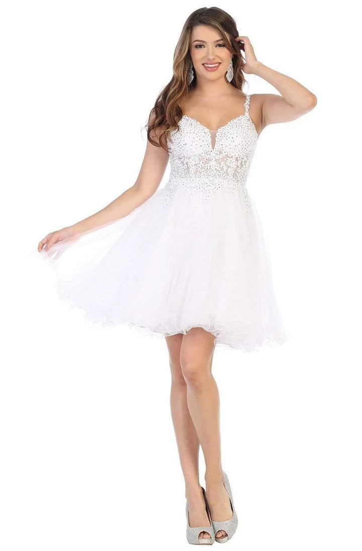 Short Sleeveless Ruffled Dress by May Queen MQ1693