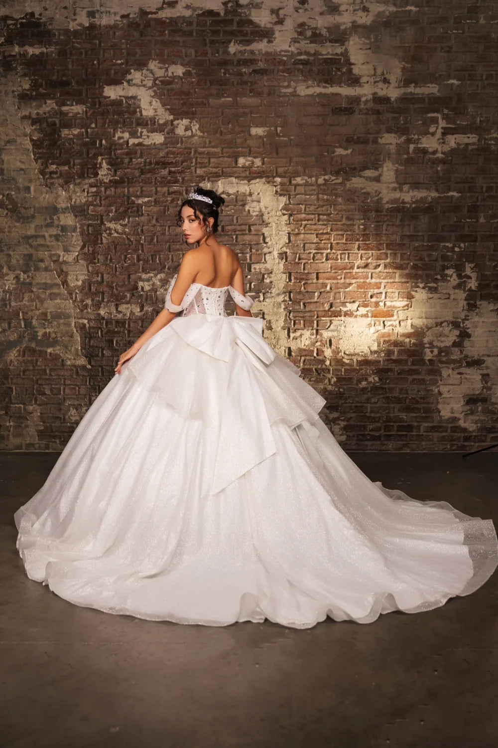 Beaded Off Shoulder Ball Gown by May Queen LK281