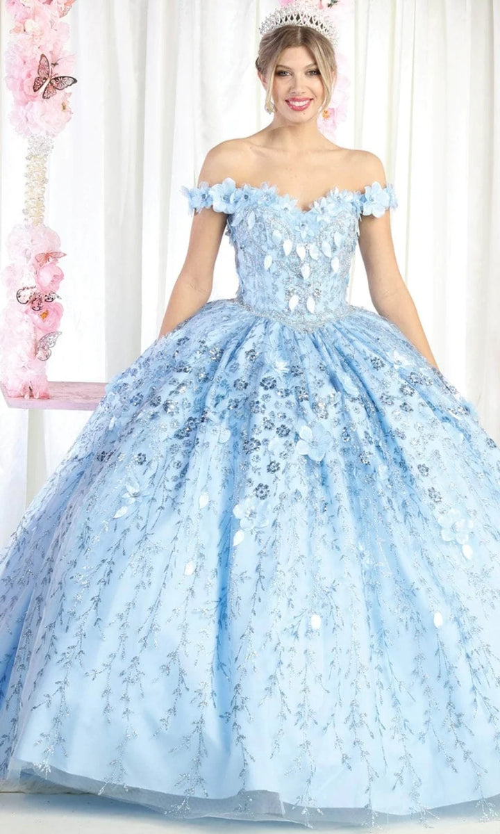 3D Floral Off Shoulder Ball Gown by May Queen LK192