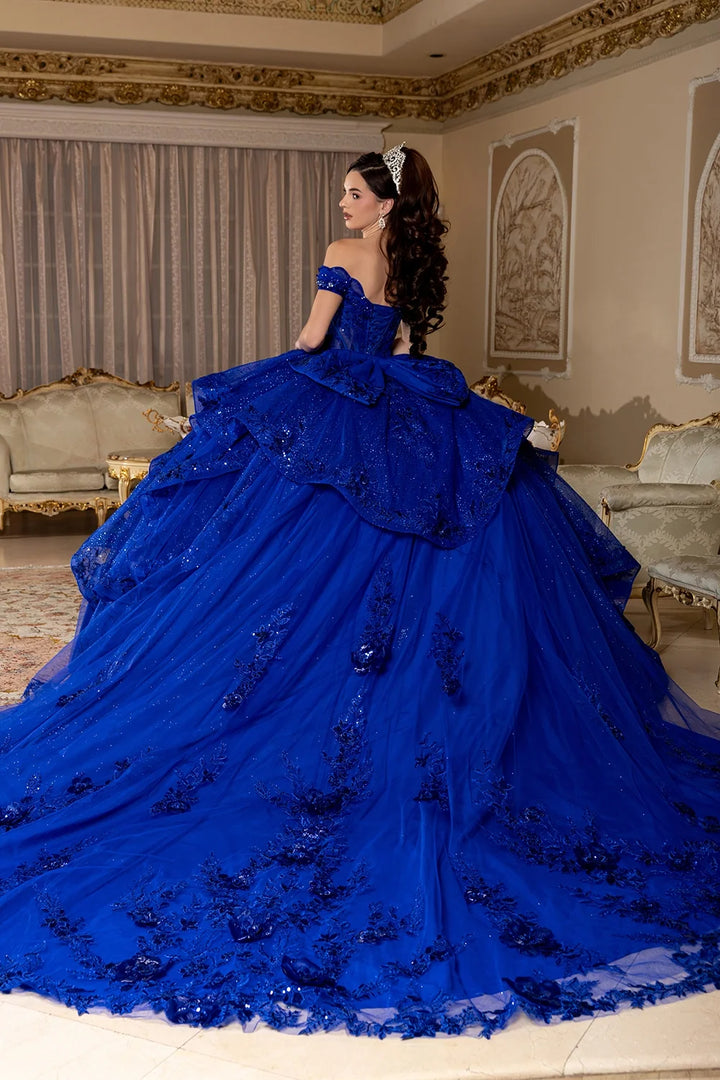 Off Shoulder Layered Ball Gown by May Queen LK298