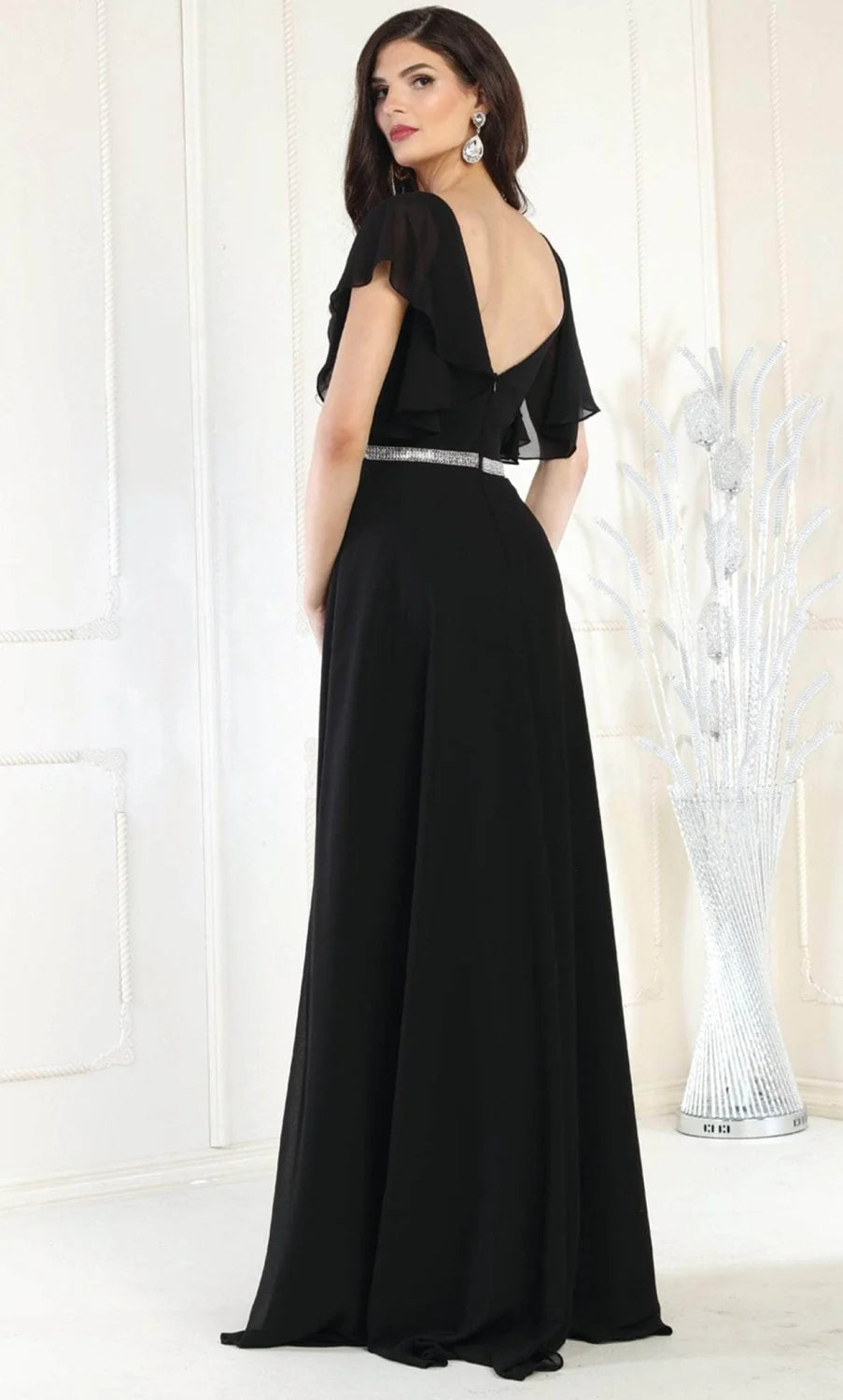 Short Flutter Sleeve A-line Gown by May Queen MQ1972