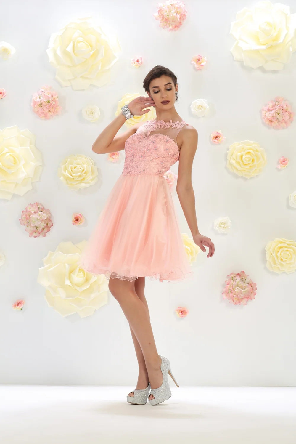 Short Sleeveless Ruffled Dress by May Queen MQ1429