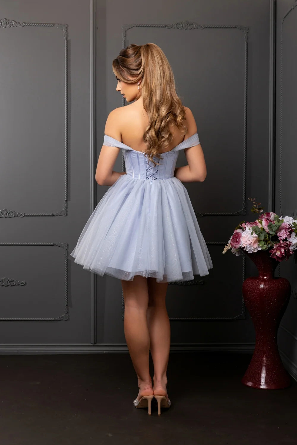 Short Off Shoulder A-line Dress by May Queen MQ2159