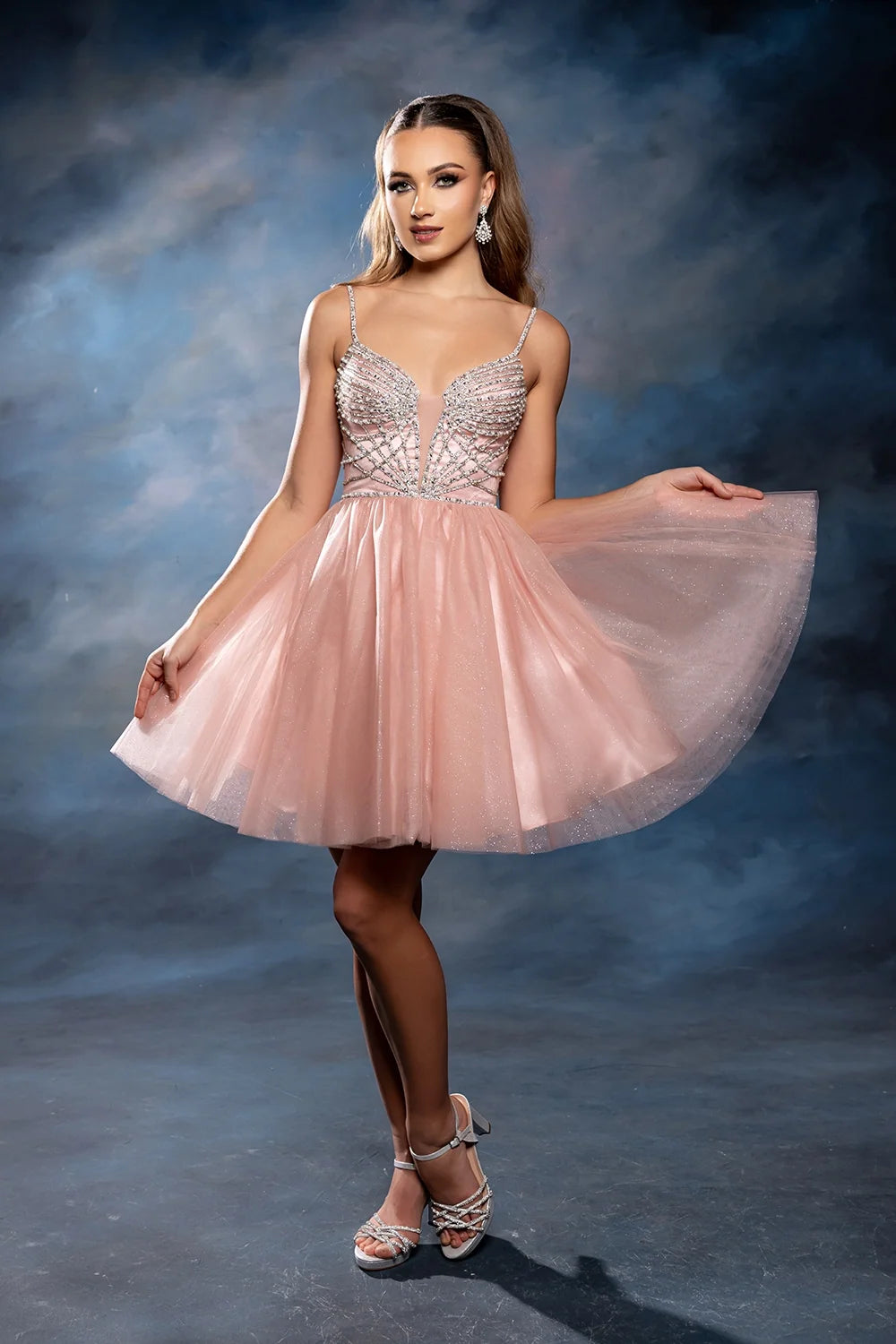 Beaded Short Sleeveless Dress by May Queen MQ2243