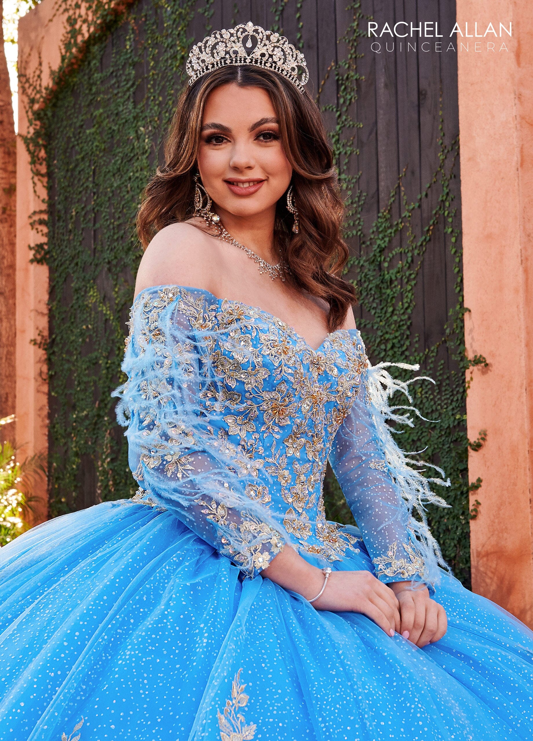 Feather Cape Sleeve Quinceanera Dress by Rachel Allan RQ2167 – ABC