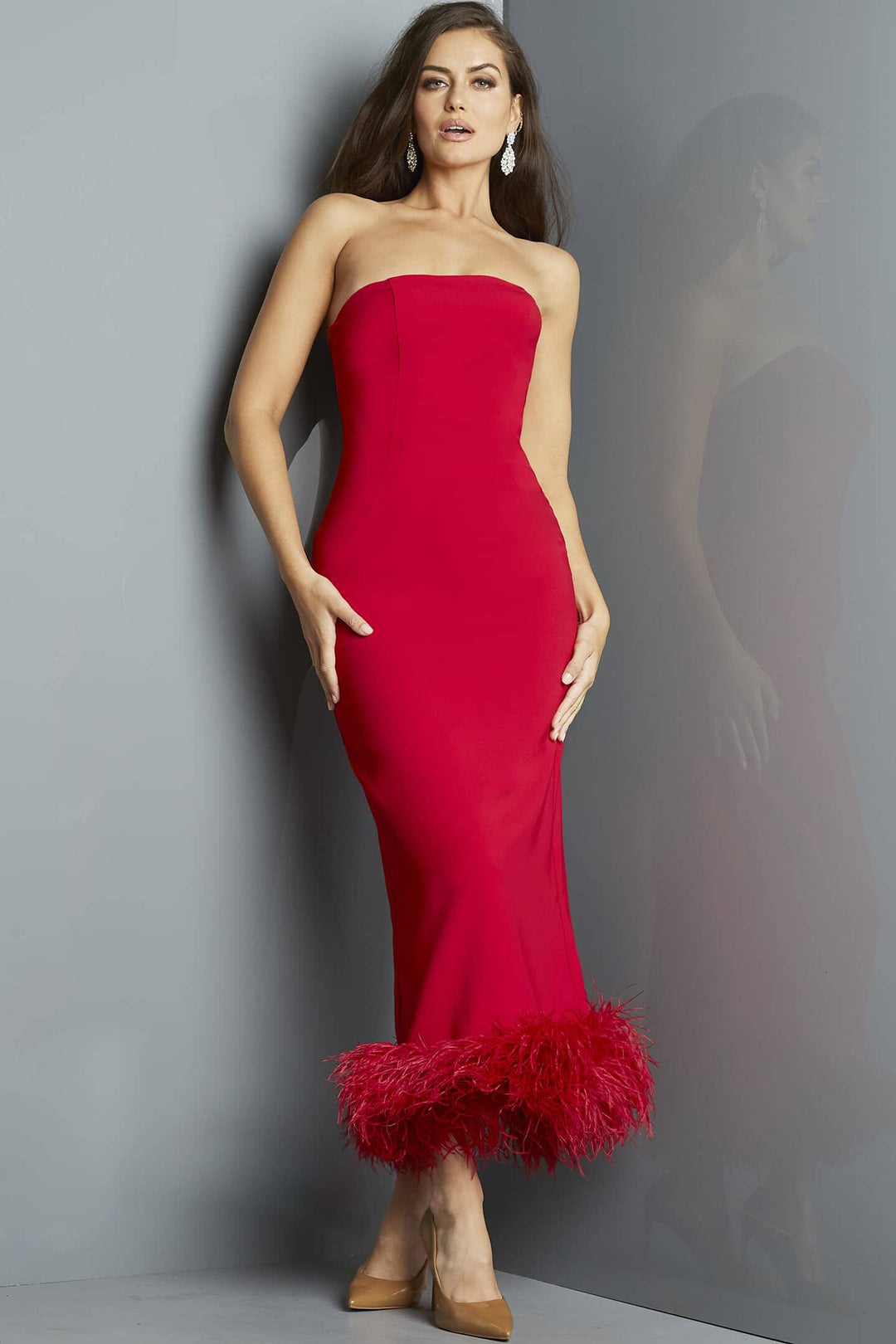 red dress with feathers Luxury Long Embellished Mermaid Feather Prom Formal Gown 40 and rebirth Red Ostrich Feather Mermaid Couture