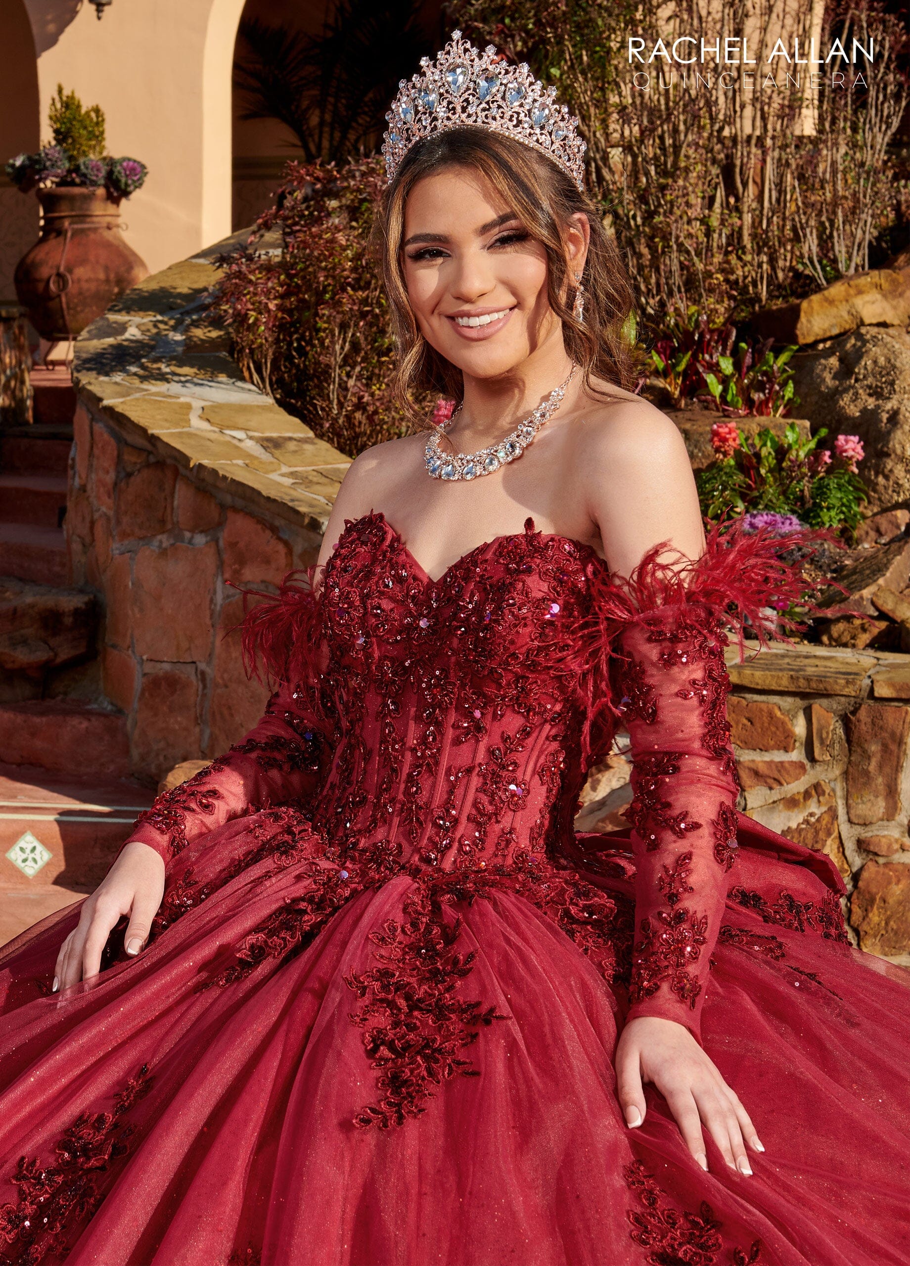 Feather Long Sleeve Quinceanera Dress by Rachel Allan RQ2171 – ABC